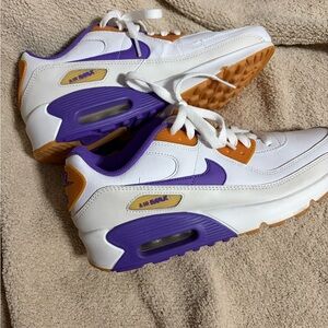 Nike Air Max Youth Shoes - White, Purple, and Orange 7y